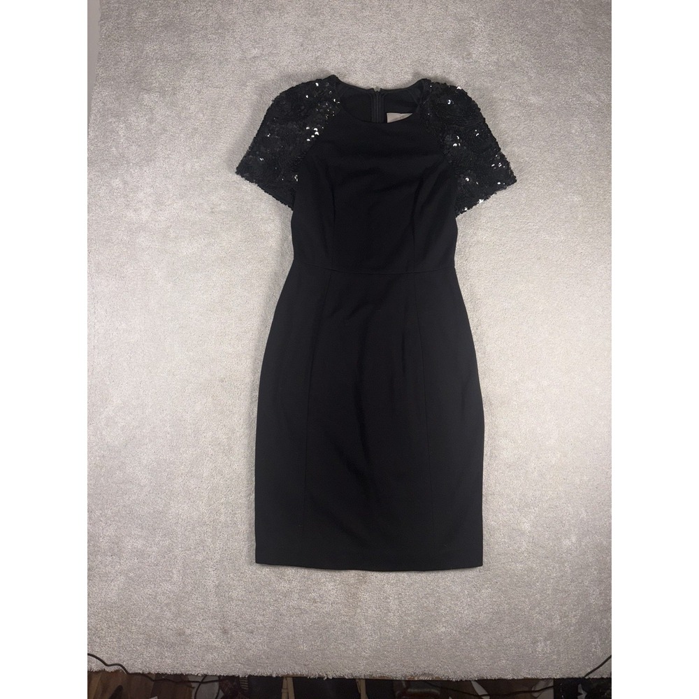 jason wu black sheath dress size 8 black sequin sleeves